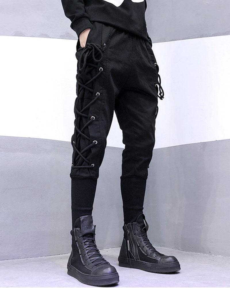 Chic Side-Draw Jogger Trousers -  drawstring pants - Chic Side-Draw Jogger Trousers for Effortless Style