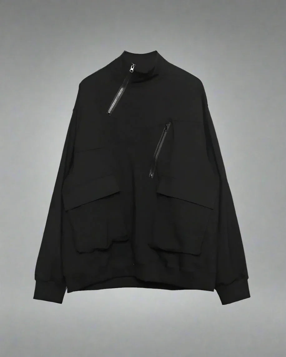 Chic Stand Collar Zip Hoodie -  stand collar - Stylish Stand Collar Zip Hoodie for Any Occasion