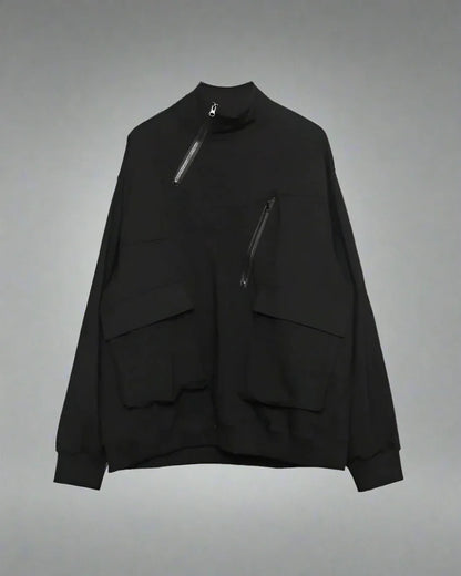 Chic Stand Collar Zip Hoodie -  stand collar - Stylish Stand Collar Zip Hoodie for Any Occasion
