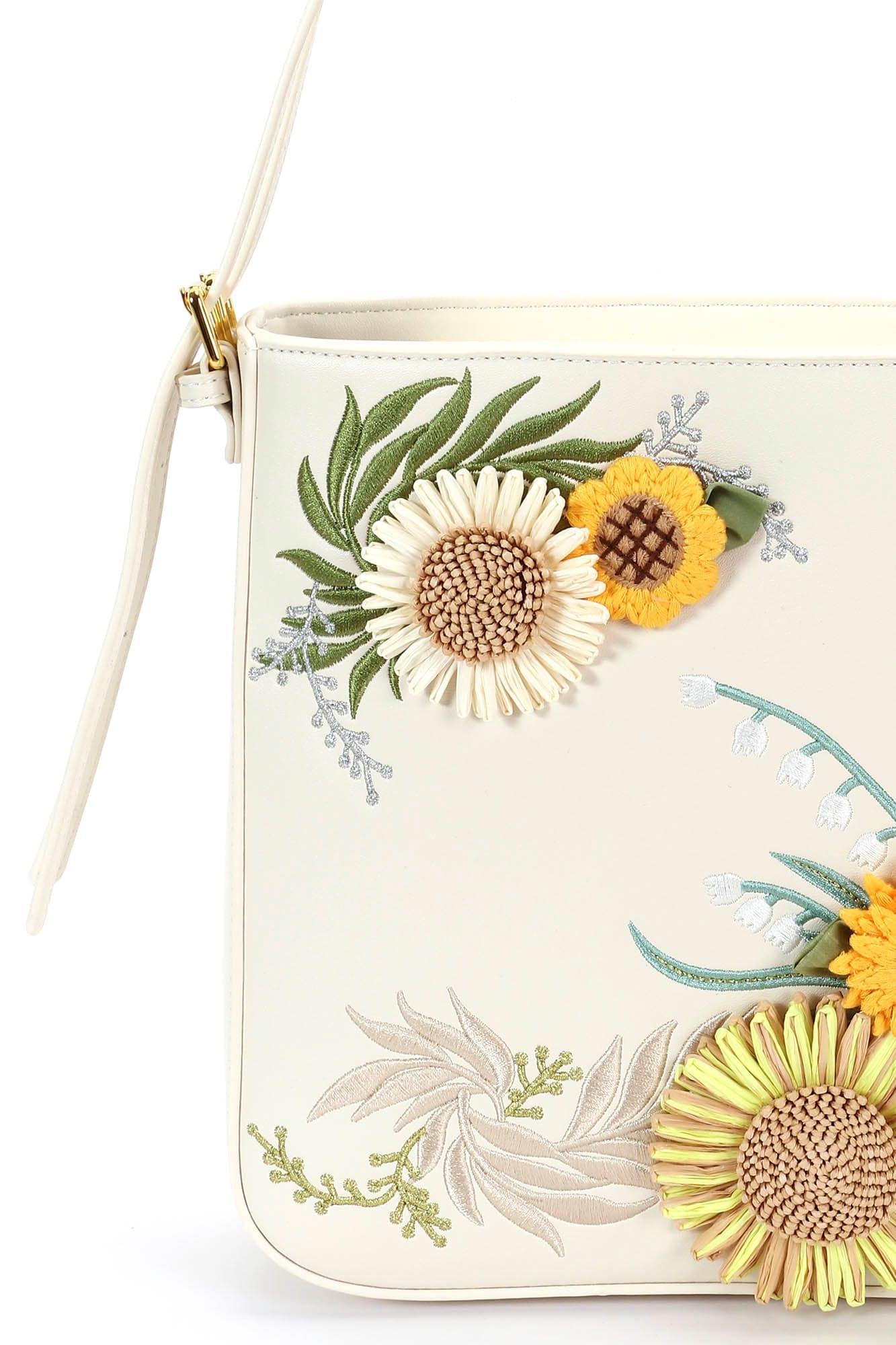 Chic Sunflower Embroidered Bag -  floral design - Chic Sunflower Embroidered Crossbody Bag