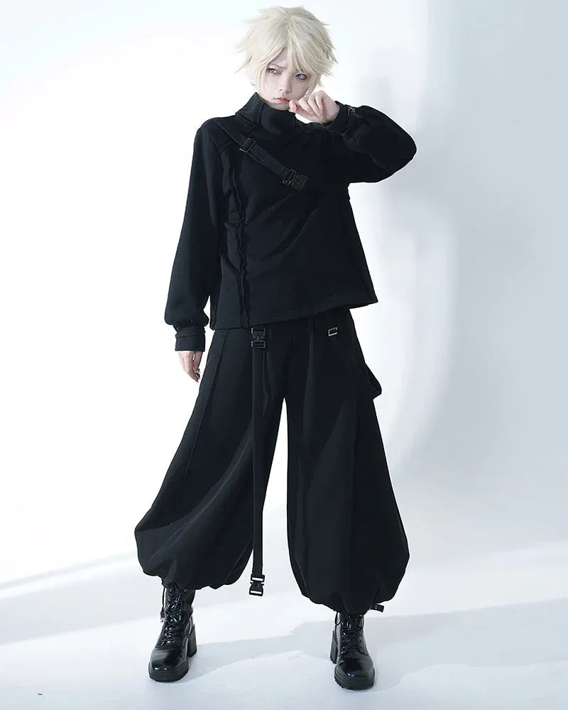 Chic Unisex Dark Apparel Set -  black streetwear - Stylish Unisex Dark Apparel Set for Everyday Wear