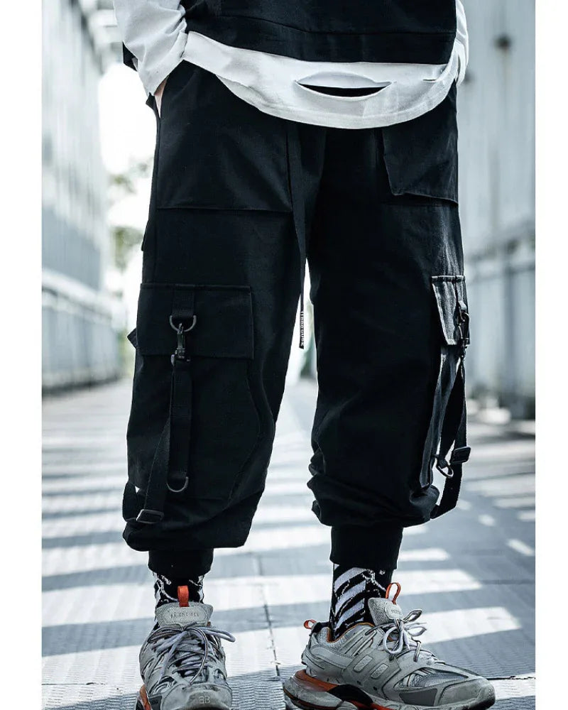 Chic Urban Cargo Trousers -  black trousers - Trendy Black Cargo Pants for Urban Style