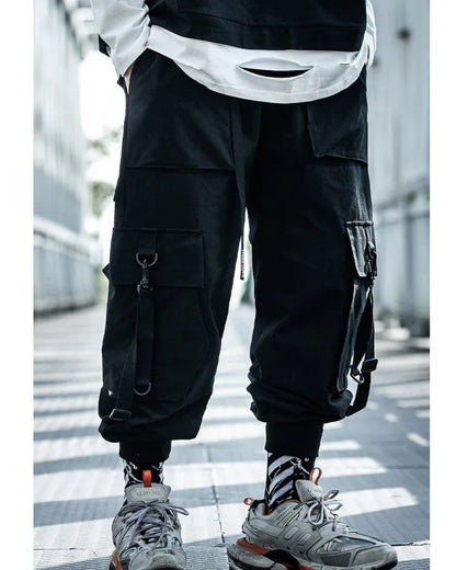 Chic Urban Cargo Trousers -  black trousers - Trendy Black Cargo Pants for Urban Style