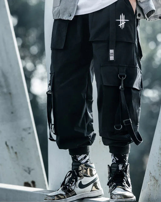Chic Urban Cargo Trousers - cargo trousers - Trendy Black Cargo Pants for Urban Style