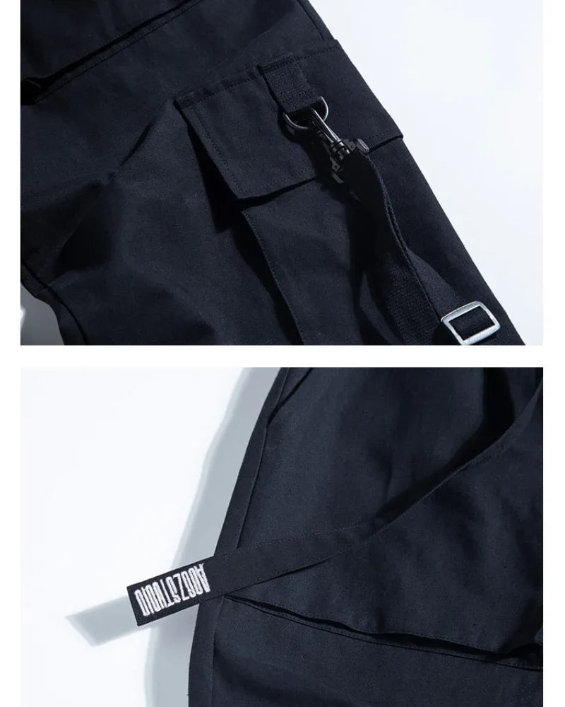 Chic Urban Cargo Trousers -  street style - Trendy Black Cargo Pants for Urban Style