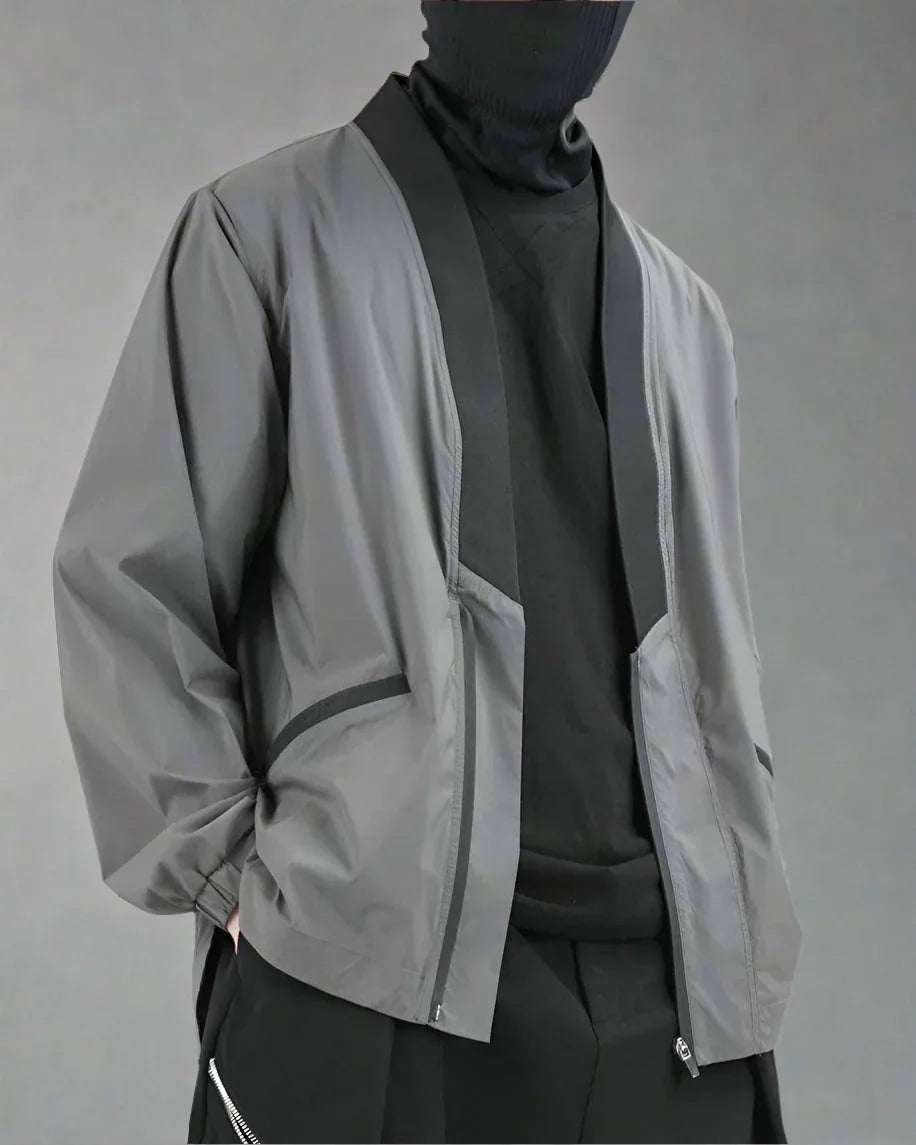 Chic Utility Kimono Coat -  comfortable wear - Stylish Gray Utility Kimono Coat for Everyday Wear