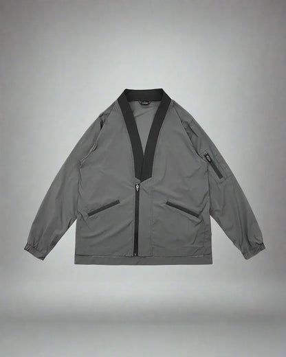 Chic Utility Kimono Coat -  futuristic aesthetic - Stylish Gray Utility Kimono Coat for Everyday Wear