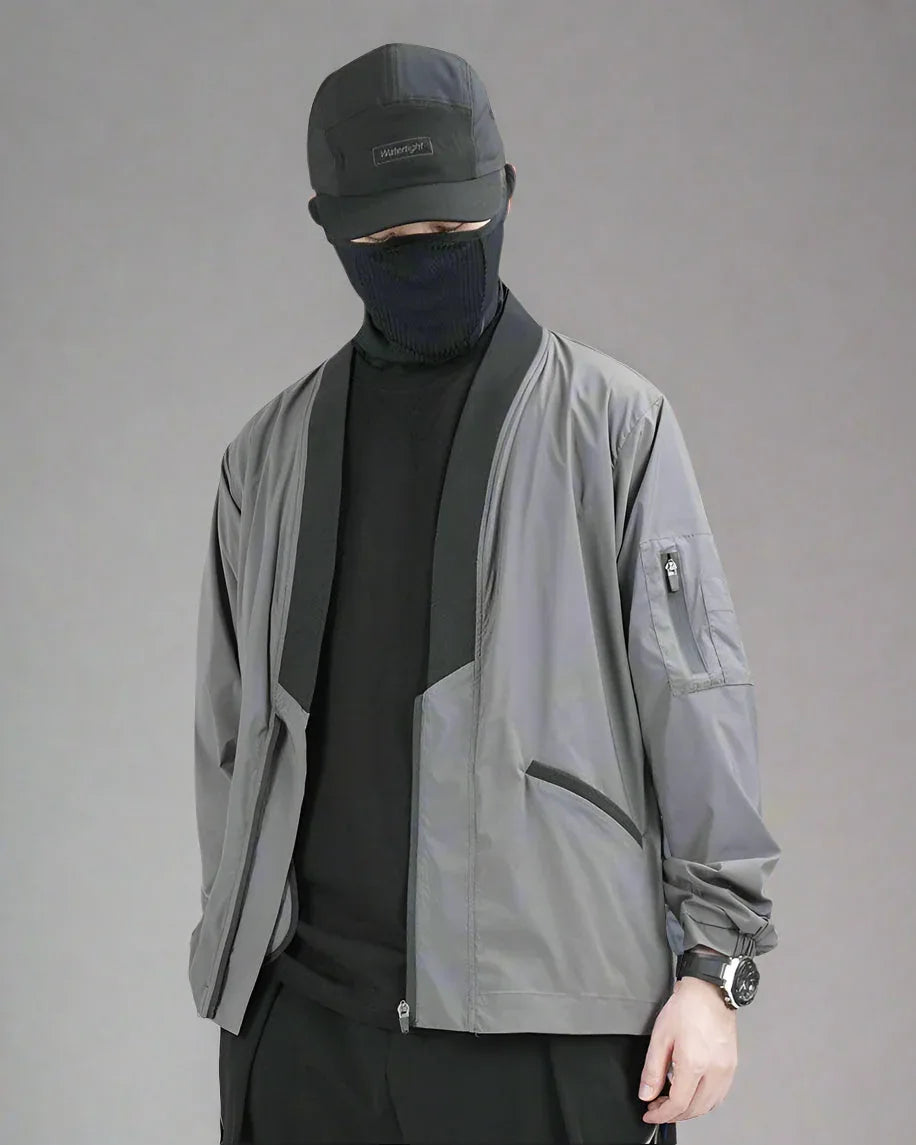 Chic Utility Kimono Coat - techwear-core - Stylish Gray Utility Kimono Coat for Everyday Wear