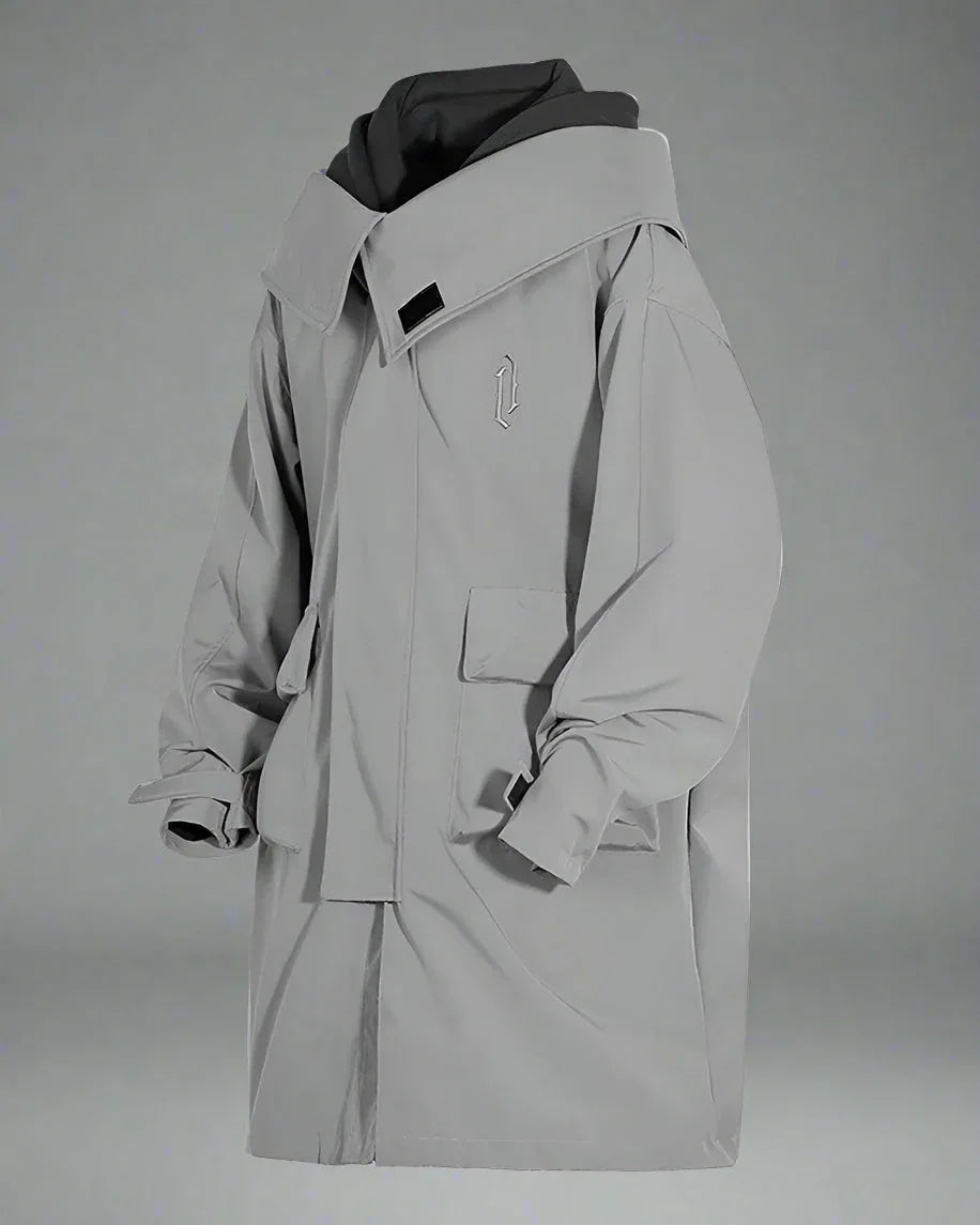 Chic Utility Layered Overcoat -  adjustable hood - Utility Layered Overcoat for Urban Adventures