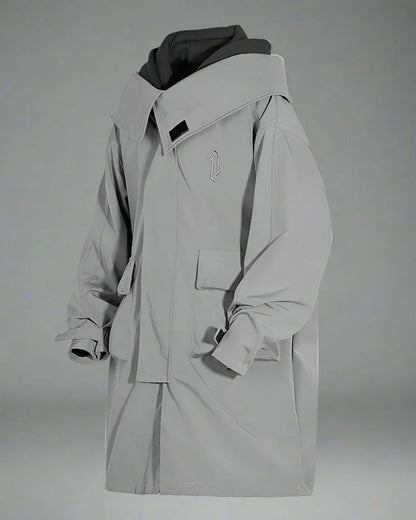 Chic Utility Layered Overcoat -  adjustable hood - Utility Layered Overcoat for Urban Adventures