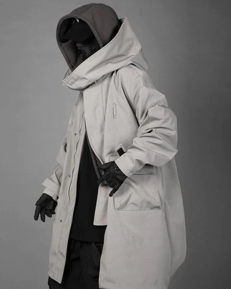 Chic Utility Layered Overcoat -  adjustable hood - Utility Layered Overcoat for Urban Adventures