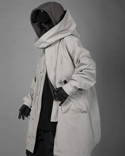 Chic Utility Layered Overcoat -  adjustable hood - Utility Layered Overcoat for Urban Adventures
