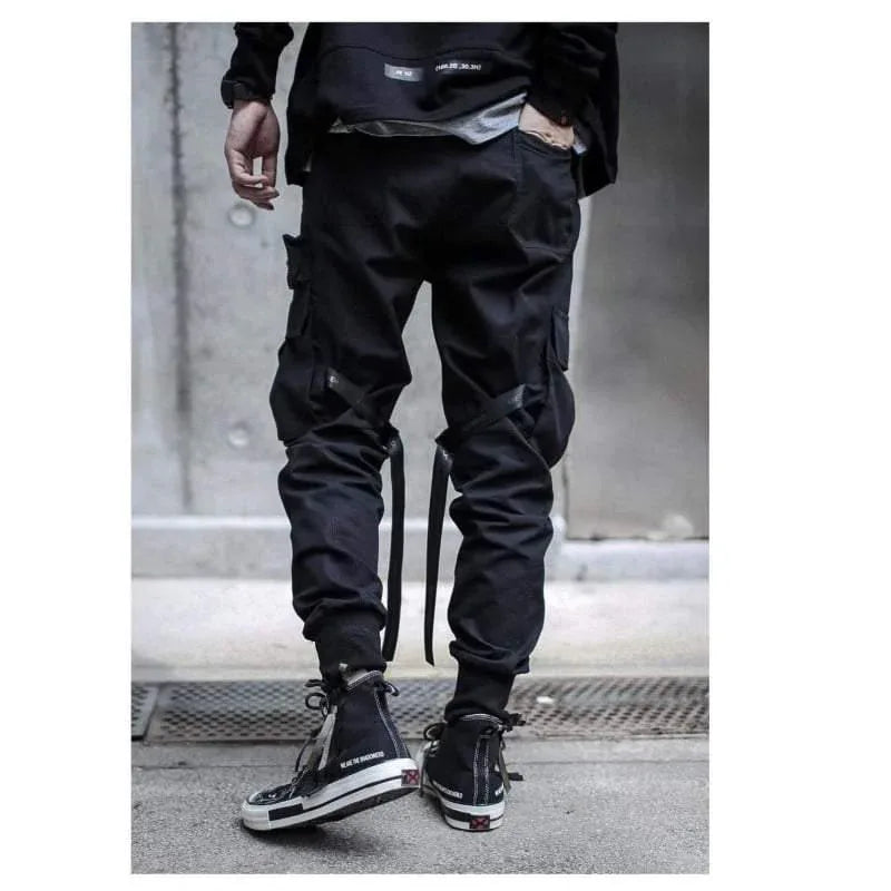 Chic Utility Ribbon Cargo Trousers - techwear cargo pants - Chic Utility Ribbon Cargo Trousers for Style