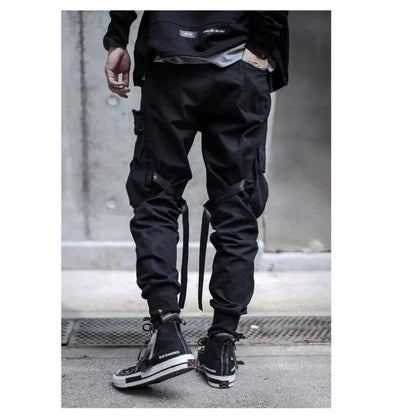 Chic Utility Ribbon Cargo Trousers - techwear cargo pants - Chic Utility Ribbon Cargo Trousers for Style
