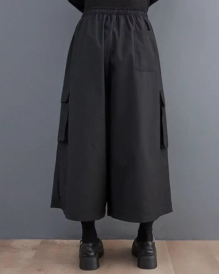 Chic Wide Leg Cargo Pants -  adjustable waistband - Chic Wide Leg Cargo Pants for Stylish Comfort