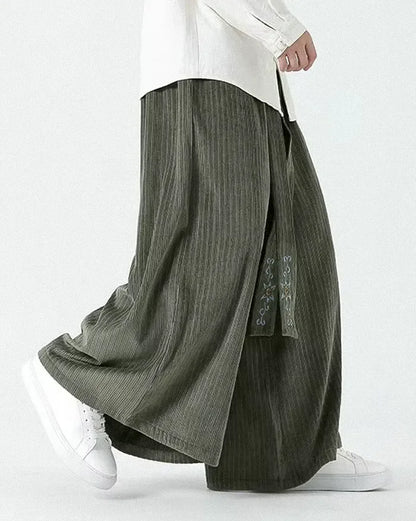 Chic Wide-Leg Corduroy Pants -  elastic waist pants - Chic Wide-Leg Corduroy Pants for Stylish Comfort