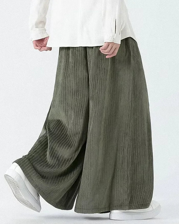 Chic Wide-Leg Corduroy Pants -  wide-leg pants - Chic Wide-Leg Corduroy Pants for Stylish Comfort