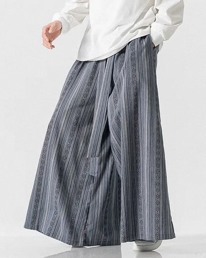 Chic Wide-Leg Japanese Trousers -  elastic waist - Chic Wide-Leg Japanese Trousers for Everyday Comfort