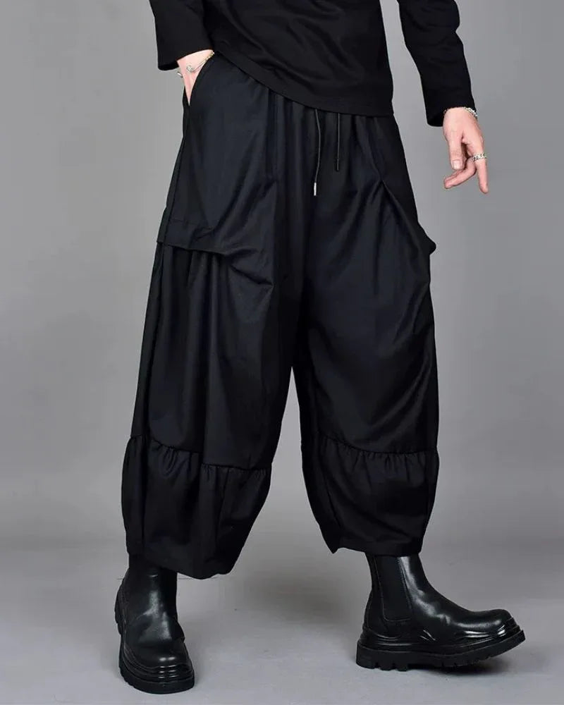 Chic Wide-Leg Tech Trousers -  black trousers - Chic Wide-Leg Tech Trousers for Urban Style