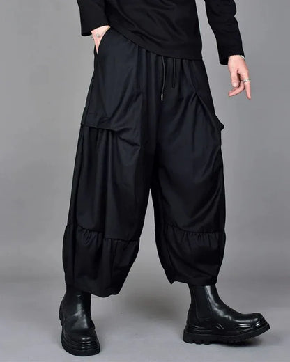 Chic Wide-Leg Tech Trousers -  black trousers - Chic Wide-Leg Tech Trousers for Urban Style