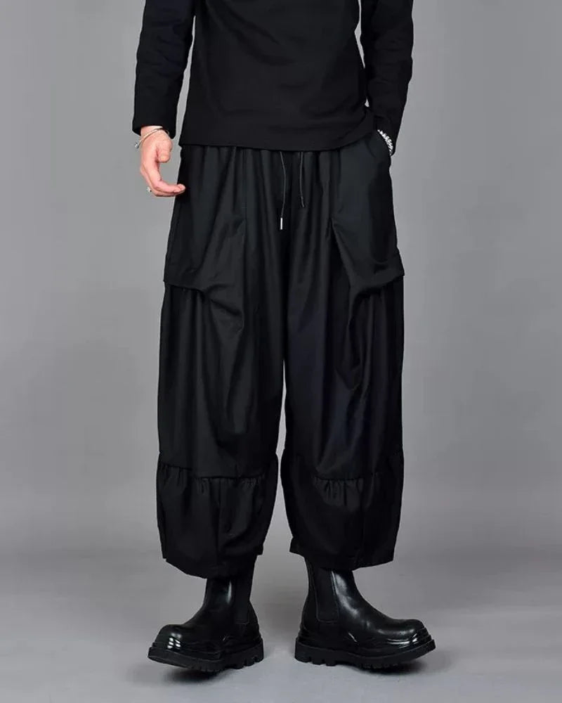 Chic Wide-Leg Tech Trousers - techwear pants - Chic Wide-Leg Tech Trousers for Urban Style