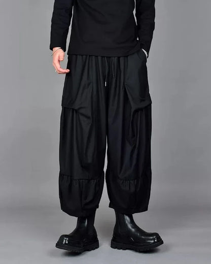 Chic Wide-Leg Tech Trousers - techwear pants - Chic Wide-Leg Tech Trousers for Urban Style