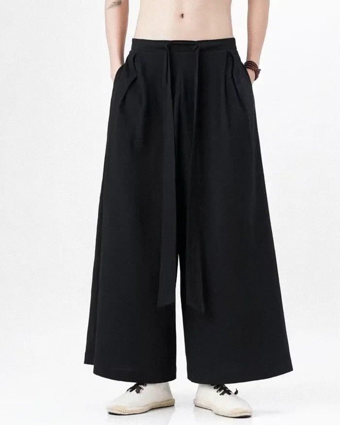 Chic Wide-Leg Trousers -  cotton linen trousers - Chic Wide-Leg Trousers for Effortless Style