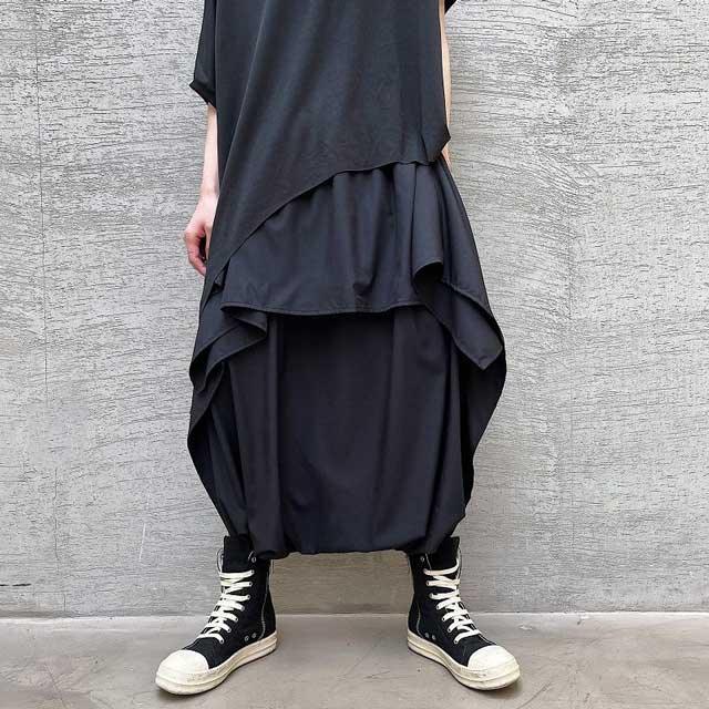 Chic Wide-Legged Hakama Pants -  casual streetwear - Chic Ankle-Length Wide-Legged Hakama Pants