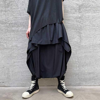 Chic Wide-Legged Hakama Pants -  casual streetwear - Chic Ankle-Length Wide-Legged Hakama Pants