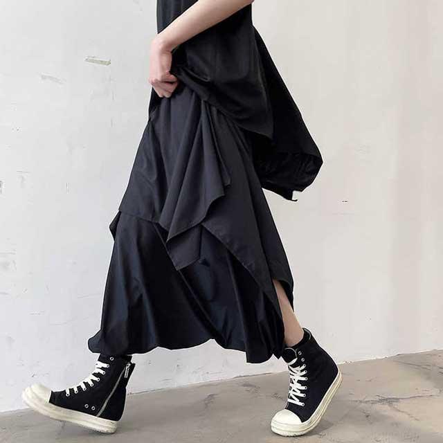 Chic Wide-Legged Hakama Pants -  chic pants - Chic Ankle-Length Wide-Legged Hakama Pants
