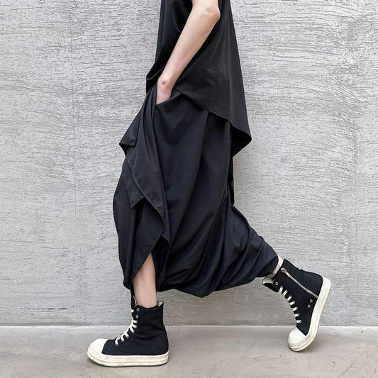 Chic Wide-Legged Hakama Pants - hakama pants - Chic Ankle-Length Wide-Legged Hakama Pants