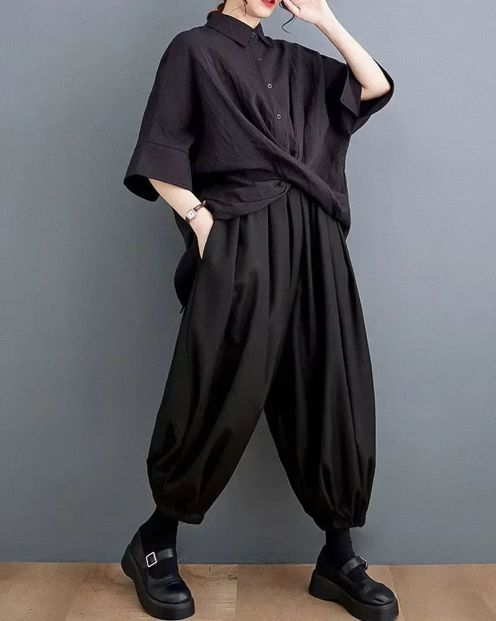 Chic Wide-Legged Women's Pants -  hakama style - Chic Wide-Legged Women's Pants for Modern Wear