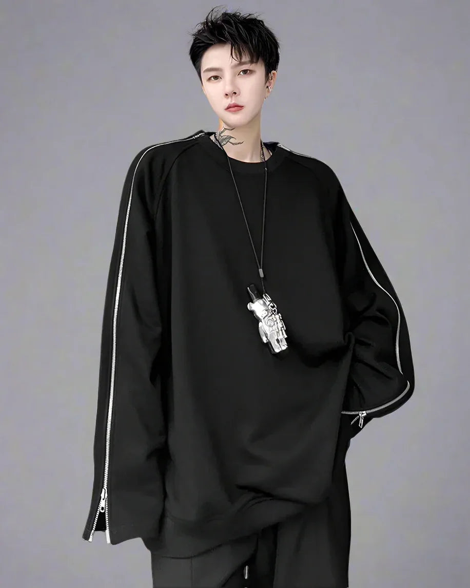 Chic Zip-Up Street Hoodie - comfortable polyester hoodie - Chic Zip-Up Street Hoodie for Casual Outings