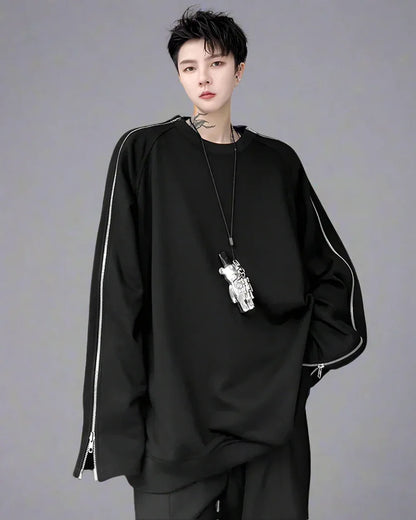 Chic Zip-Up Street Hoodie - comfortable polyester hoodie - Chic Zip-Up Street Hoodie for Casual Outings