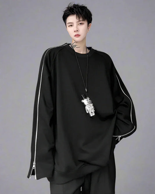 Chic Zip-Up Street Hoodie - comfortable polyester hoodie - Chic Zip-Up Street Hoodie for Casual Outings