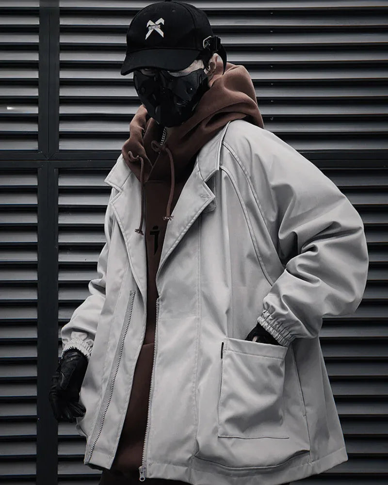 Chic Zip-Up Unisex Jacket - futuristic techwear jacket - Chic Zip-Up Unisex Jacket for Everyday Wear