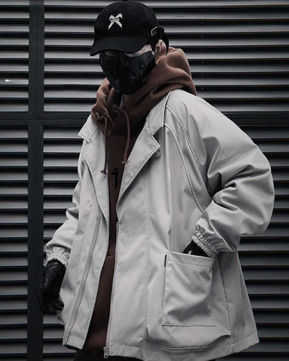Chic Zip-Up Unisex Jacket - futuristic techwear jacket - Chic Zip-Up Unisex Jacket for Everyday Wear