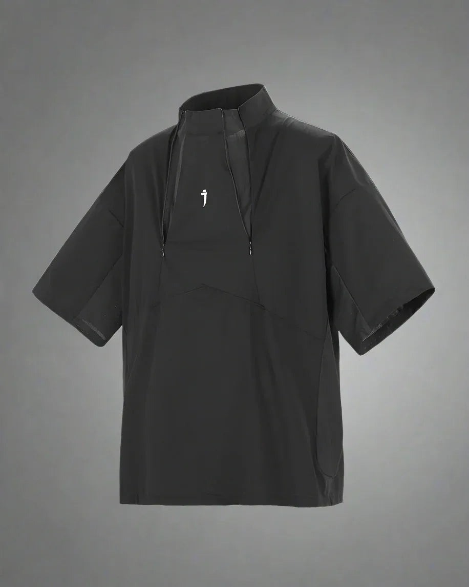 Chic Zippered Collar Top - functional t-shirt - Chic Zippered Collar Top for Versatile Style