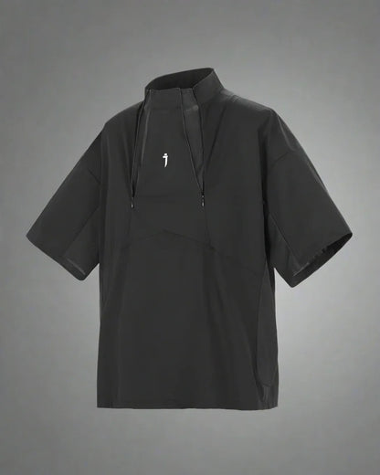 Chic Zippered Collar Top - functional t-shirt - Chic Zippered Collar Top for Versatile Style