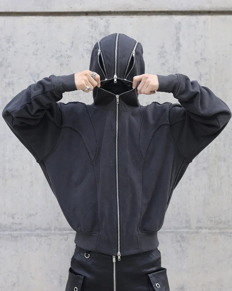 City Chic Masked Hoodie - full zip hoodie - Masked Hoodie for Urban Style Enthusiasts