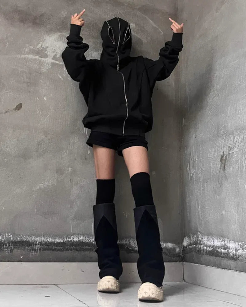 City Chic Masked Hoodie - full zip hoodie - Masked Hoodie for Urban Style Enthusiasts