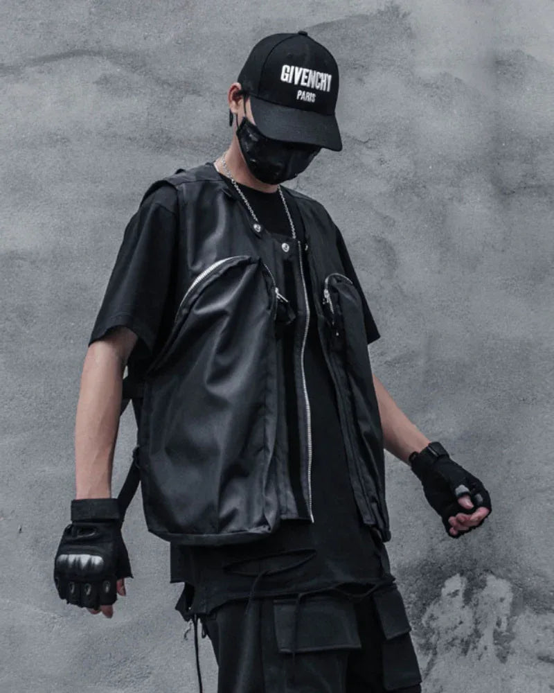 City Chic Zip-Up Vest -  black vest - Comfy Black Zip-Up Vest for Techwear Style
