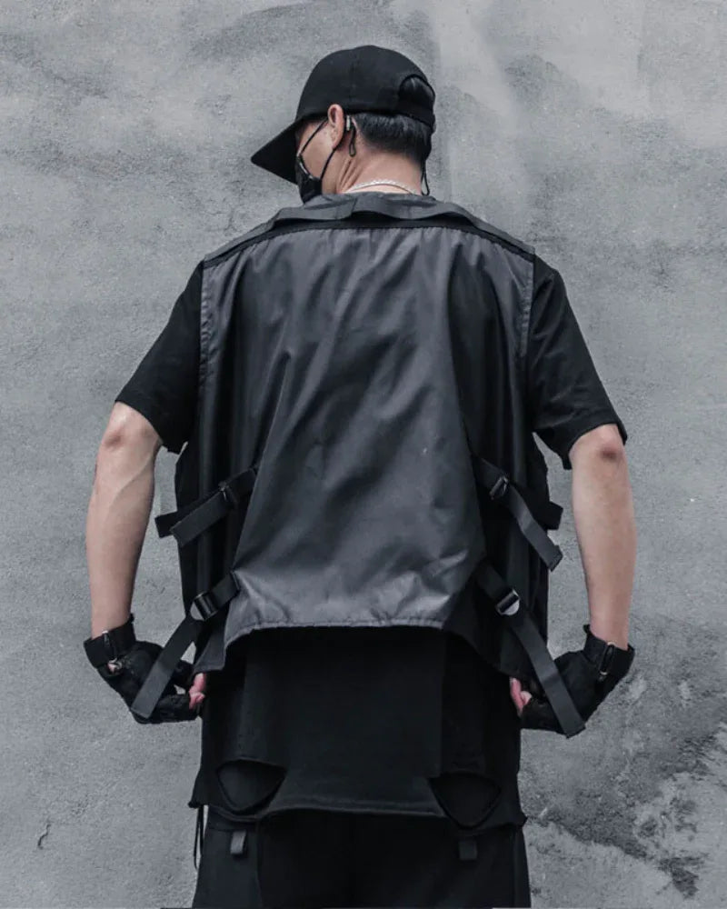 City Chic Zip-Up Vest -  comfy durable vest - Comfy Black Zip-Up Vest for Techwear Style