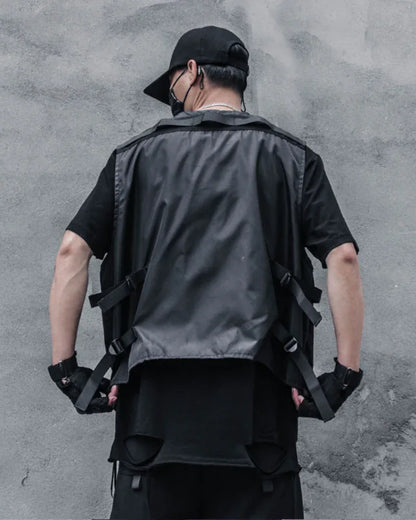 City Chic Zip-Up Vest -  comfy durable vest - Comfy Black Zip-Up Vest for Techwear Style