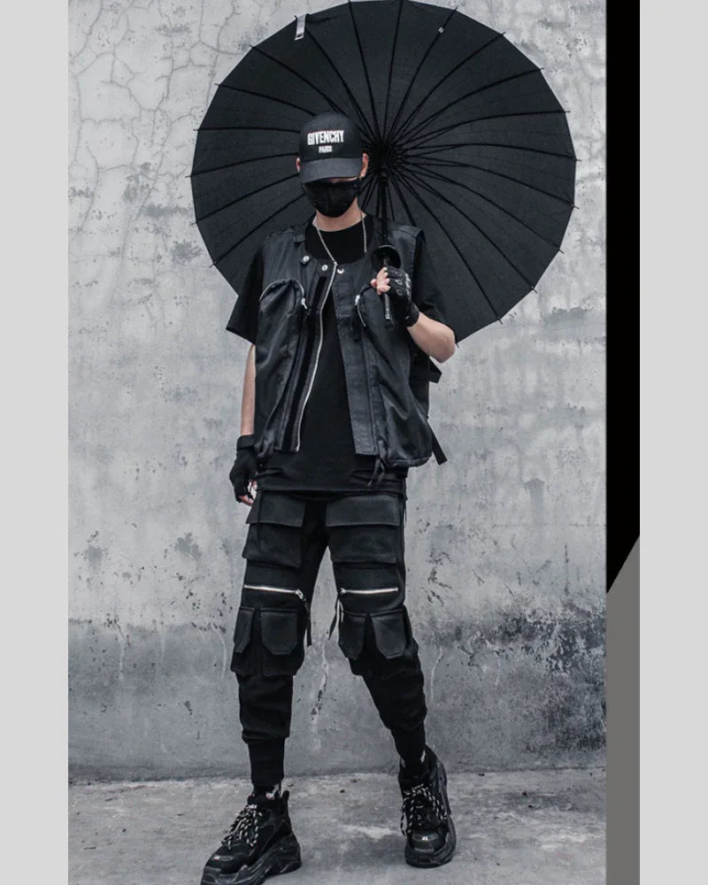 City Chic Zip-Up Vest -  layering techwear outfit - Comfy Black Zip-Up Vest for Techwear Style
