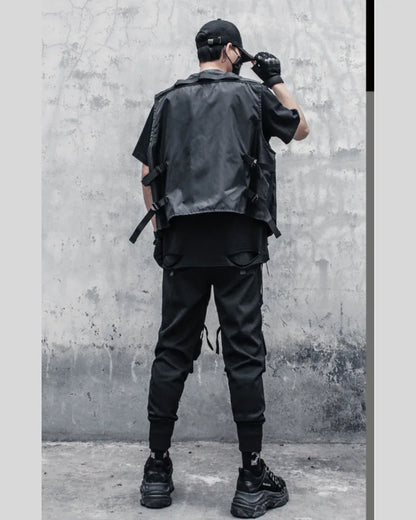 City Chic Zip-Up Vest -  polyester vest - Comfy Black Zip-Up Vest for Techwear Style