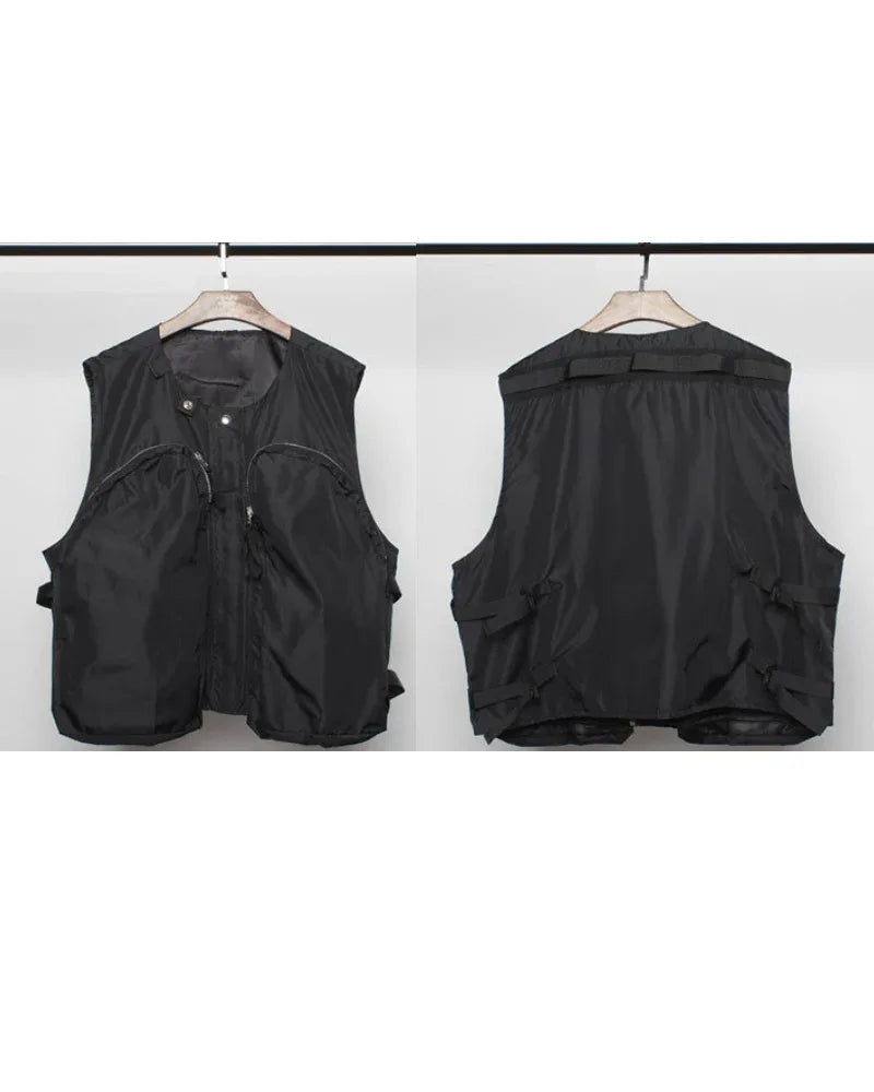 City Chic Zip-Up Vest - stylish tactical vest - Comfy Black Zip-Up Vest for Techwear Style