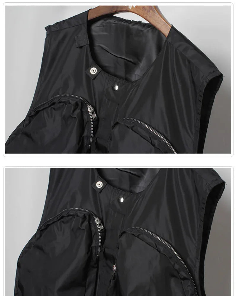City Chic Zip-Up Vest - techwear vest - Comfy Black Zip-Up Vest for Techwear Style