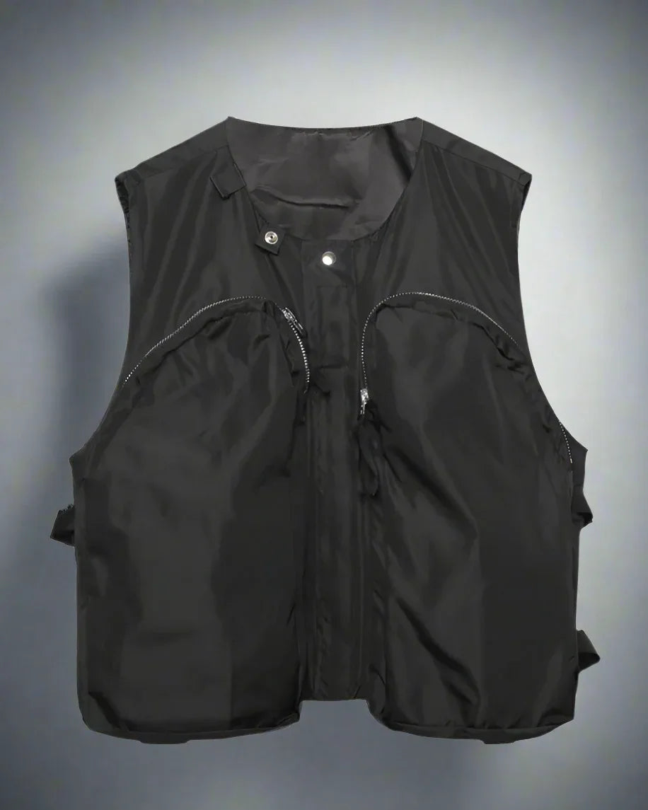 City Chic Zip-Up Vest -  zip-up vest - Comfy Black Zip-Up Vest for Techwear Style