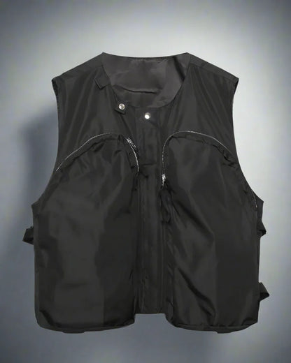 City Chic Zip-Up Vest -  zip-up vest - Comfy Black Zip-Up Vest for Techwear Style